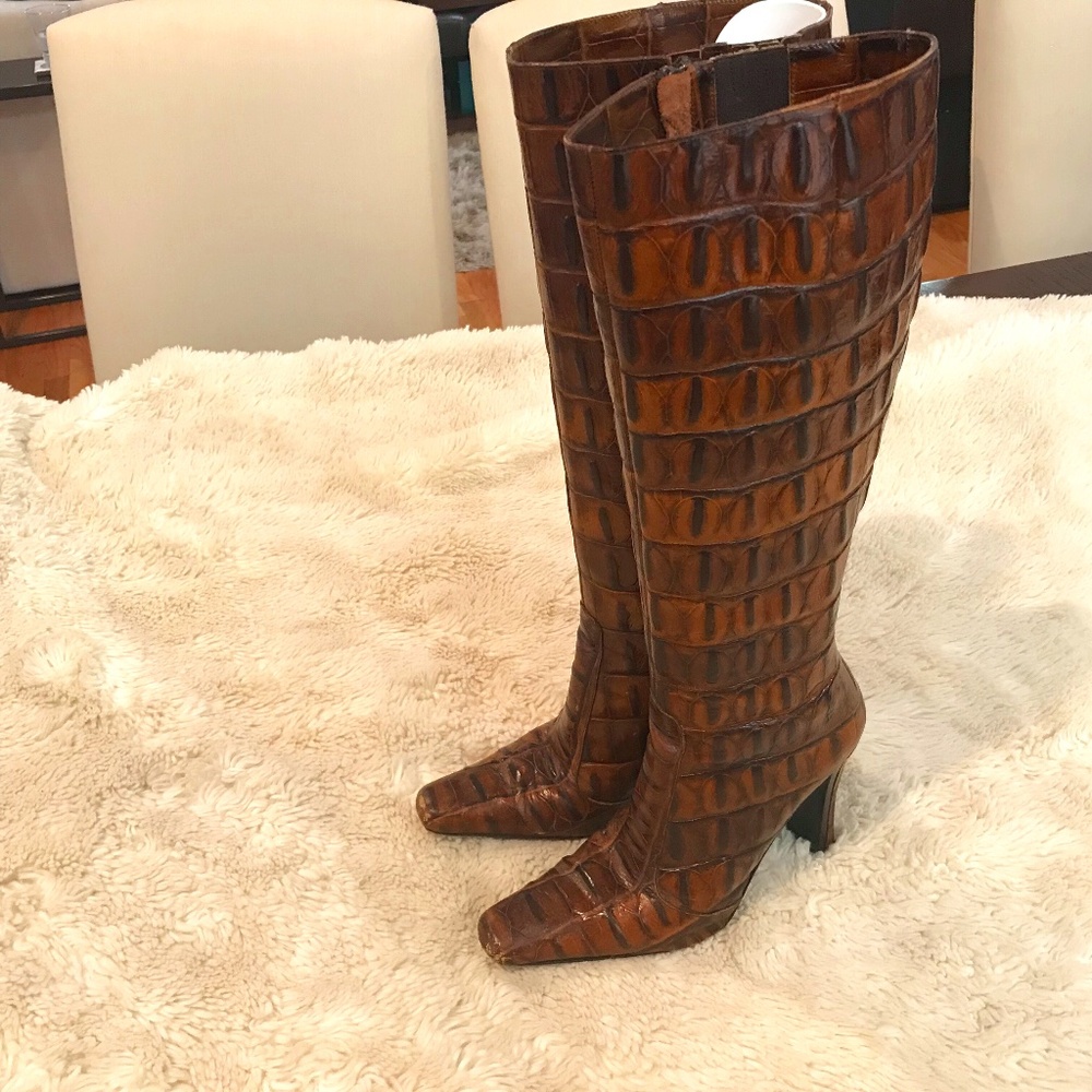 Via Spiga tall shaft Croco boots